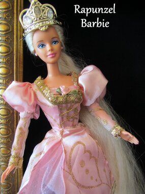 RAPUNZEL BARBIE PRINCESS, 2 DRESSES, LONG PLATINUM BLONDE HAIR, MACKIE FACE 1991